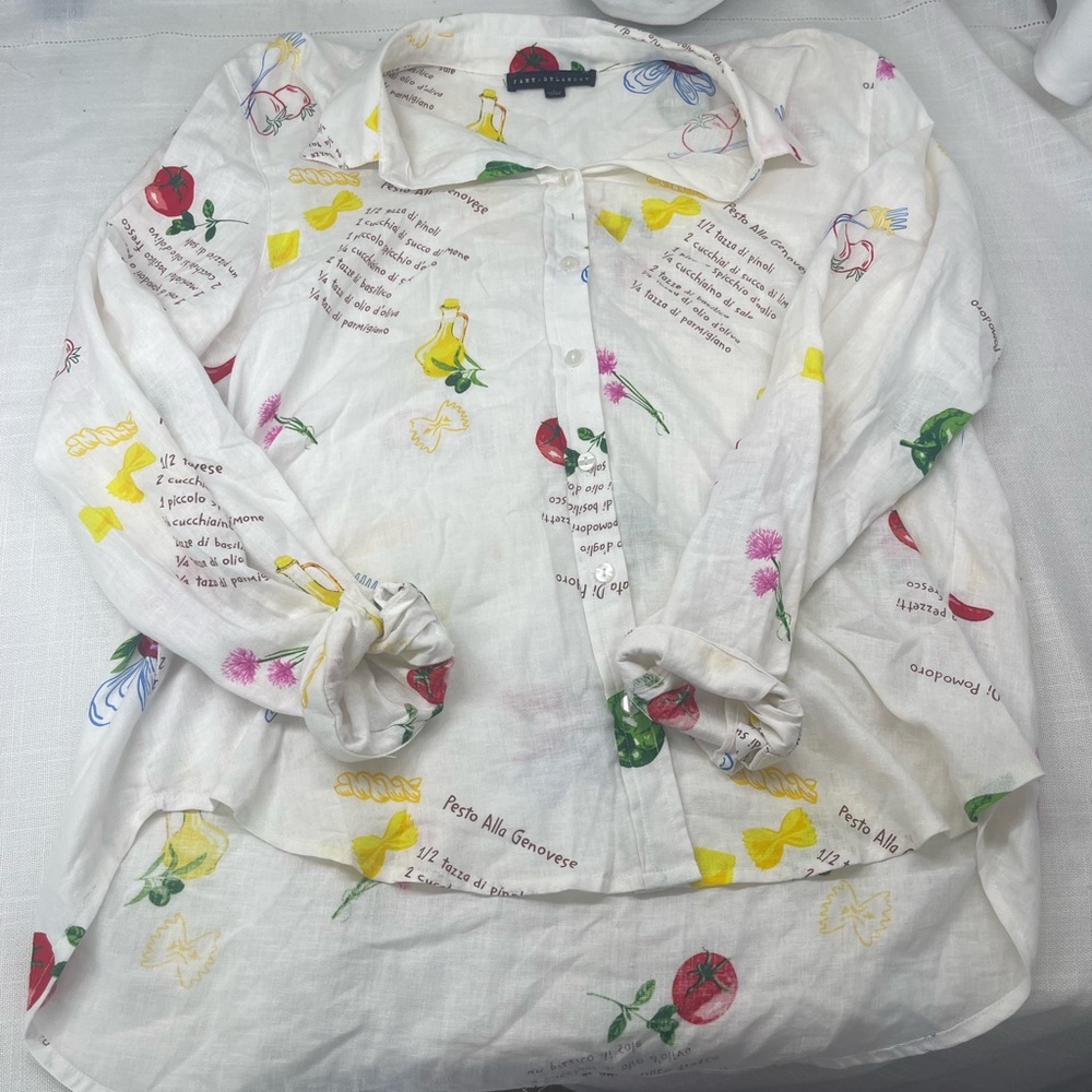 Recipe print button up shirt